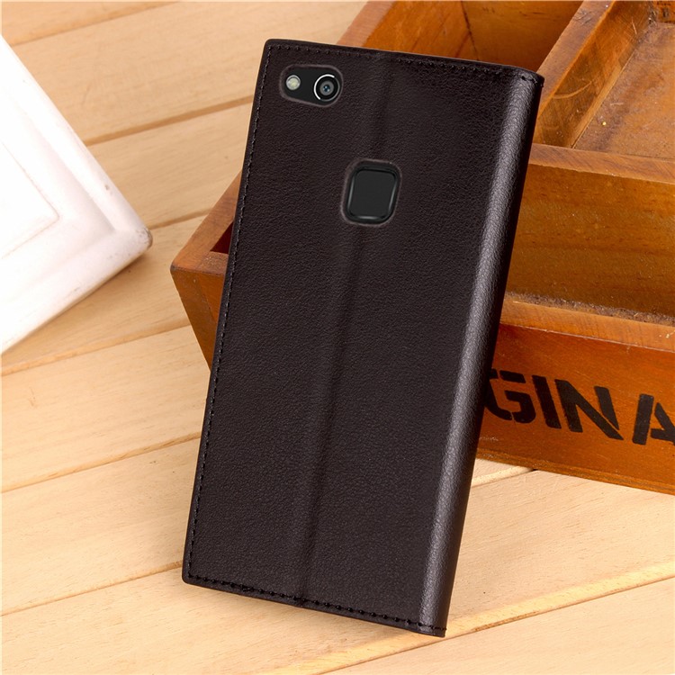 Business Style PU Leather Wallet Stand Case for Huawei P10 Lite - Black-4