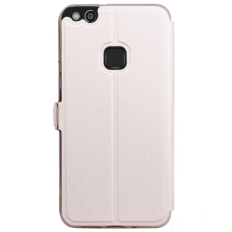 Rhombus View Window Leather Card Holder Case Cover for Huawei P10 Lite - White-4