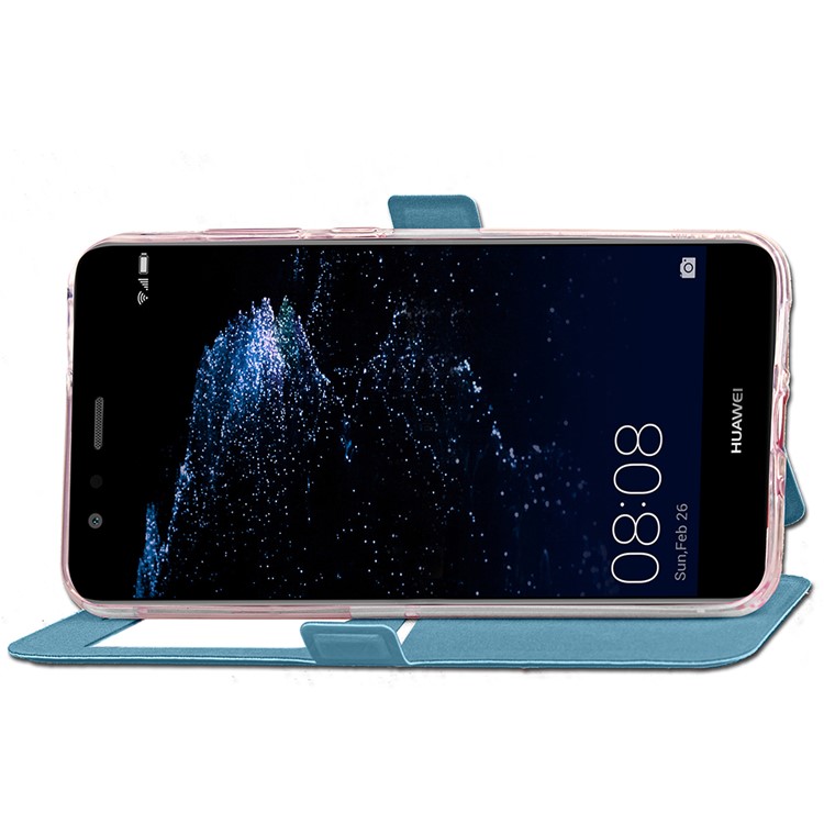 Rhombus View Window Leather Phone Cover with Stand for Huawei P10 Lite - Blue-6