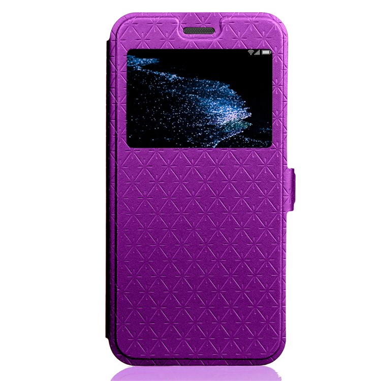 Rhombus View Window Stand Leather Mobile Casing for Huawei P10 Lite - Purple-3