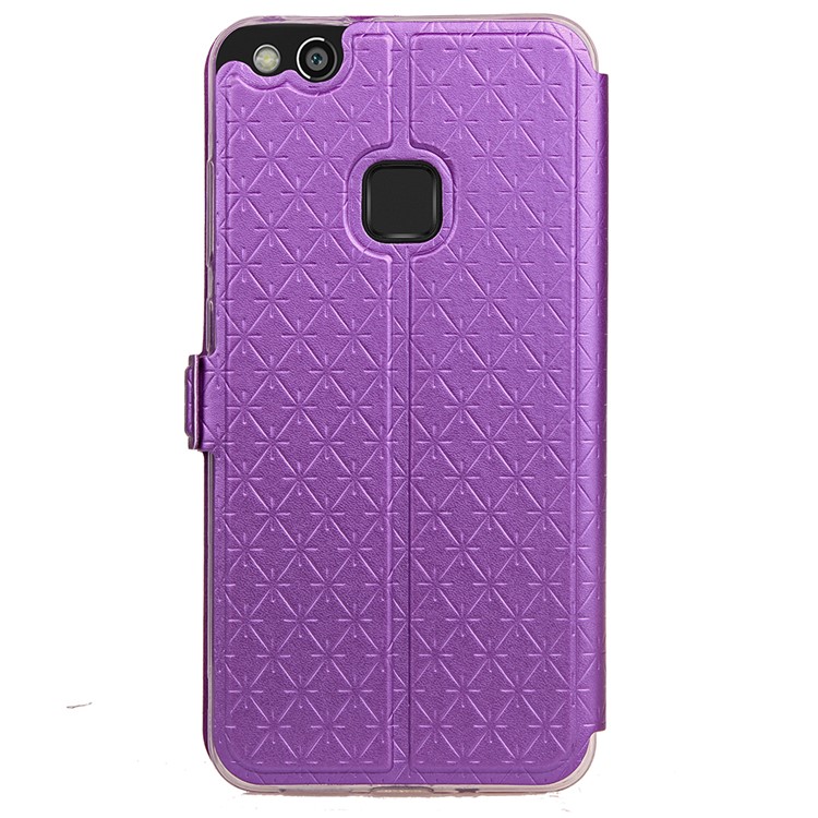 Rhombus View Window Stand Leather Mobile Casing for Huawei P10 Lite - Purple-4