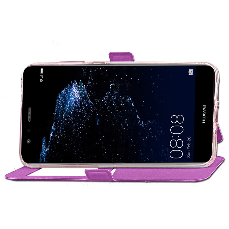 Rhombus View Window Stand Leather Mobile Casing for Huawei P10 Lite - Purple-6