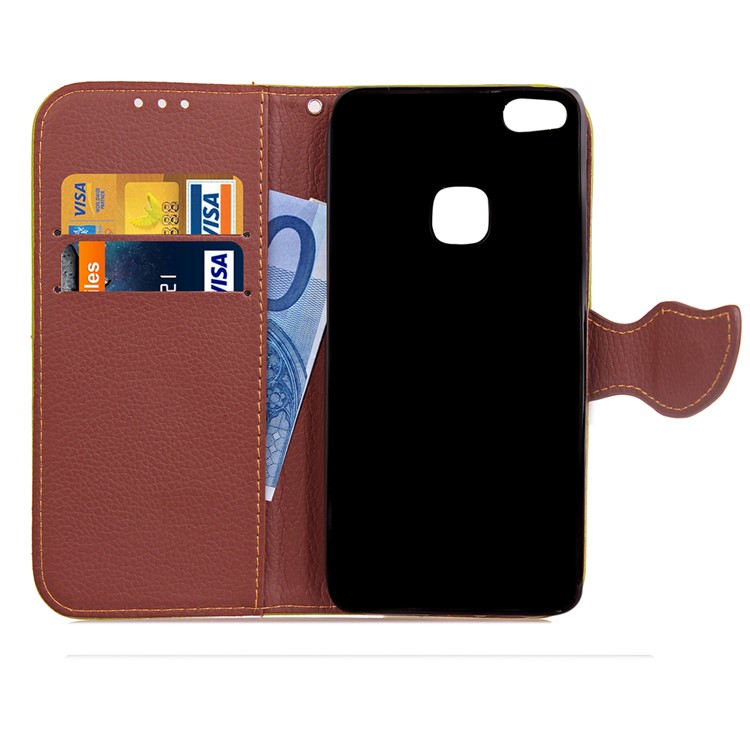Leaf Shape Magnetic Flap Leather Wallet Case for Huawei P10 Lite - Black-11