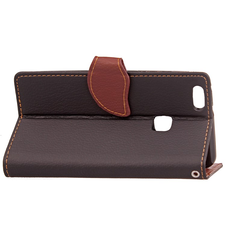 Leaf Shape Magnetic Flap Leather Wallet Case for Huawei P10 Lite - Black-13