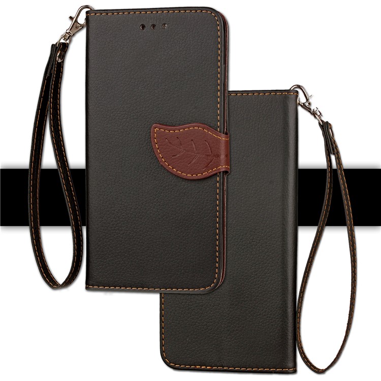 Leaf Shape Magnetic Flap Leather Wallet Case for Huawei P10 Lite - Black-3