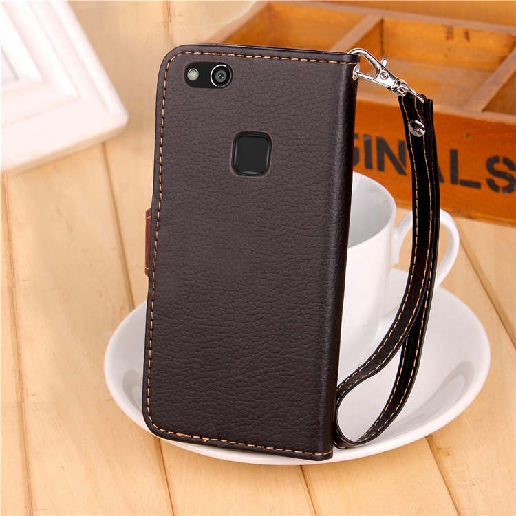Leaf Shape Magnetic Flap Leather Wallet Case for Huawei P10 Lite - Black-4