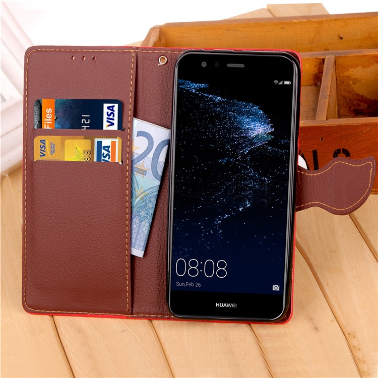 Leaf Shape Magnetic Flap Leather Wallet Case for Huawei P10 Lite - Black-5
