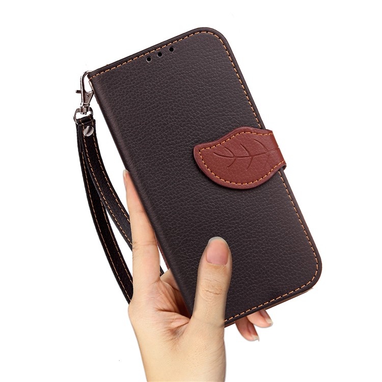 Leaf Shape Magnetic Flap Leather Wallet Case for Huawei P10 Lite - Black-7