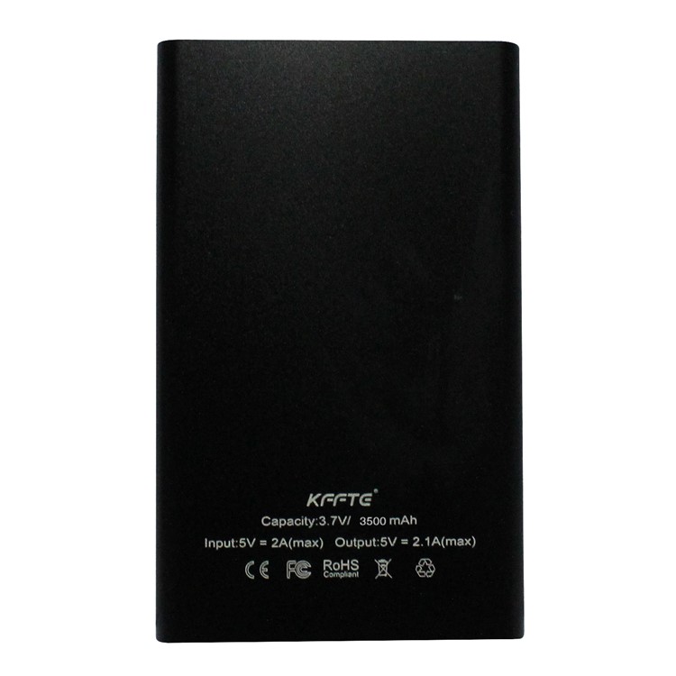 KFFTE 3500mAh Portable Li-polymer Power Bank Charger for iPhone iPad Samsung etc. - Black-5