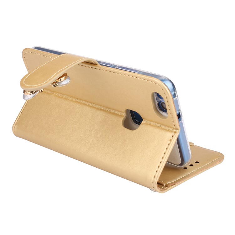 Rhinestone Imprint Butterfly Flower Wallet Stand Leather Shell for Huawei P10 Lite - Gold-7