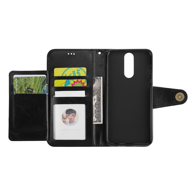 5-Slot Vintage Oil Wax Leather Wallet Case for Huawei Mate 10 Lite - Black-8