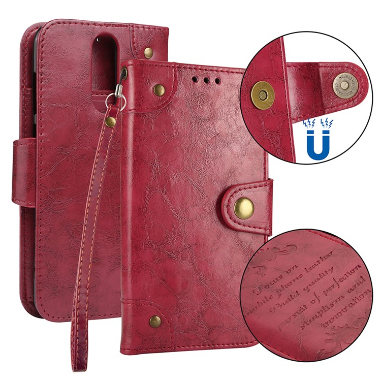 5-Slot Vintage Oil Wax Leather Wallet Cover for Huawei Mate 10 Lite - Red-1