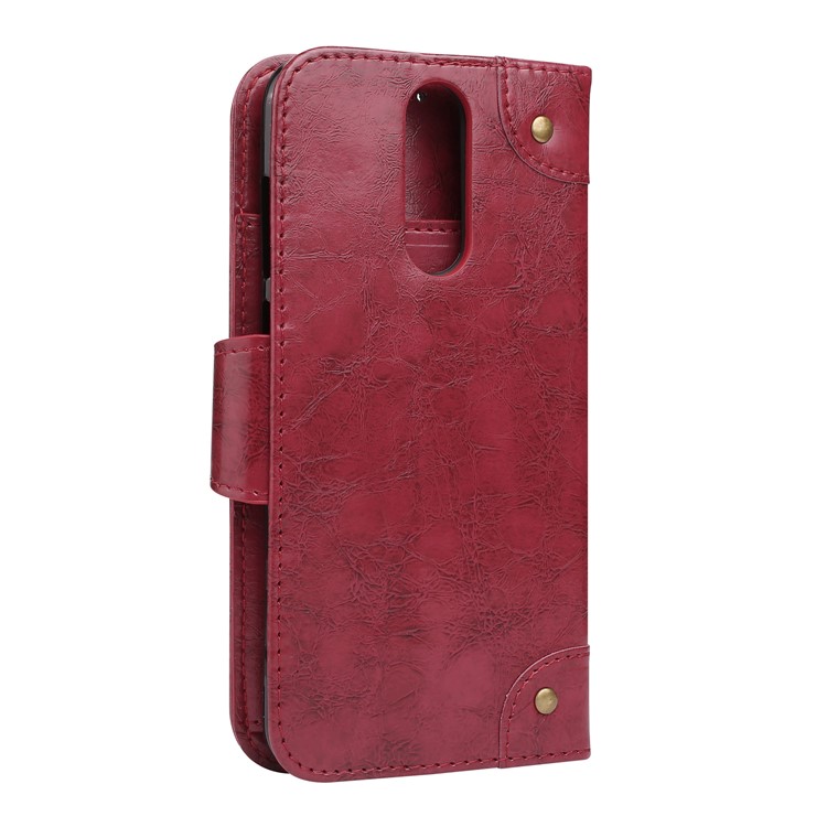 5-Slot Vintage Oil Wax Leather Wallet Cover for Huawei Mate 10 Lite - Red-3