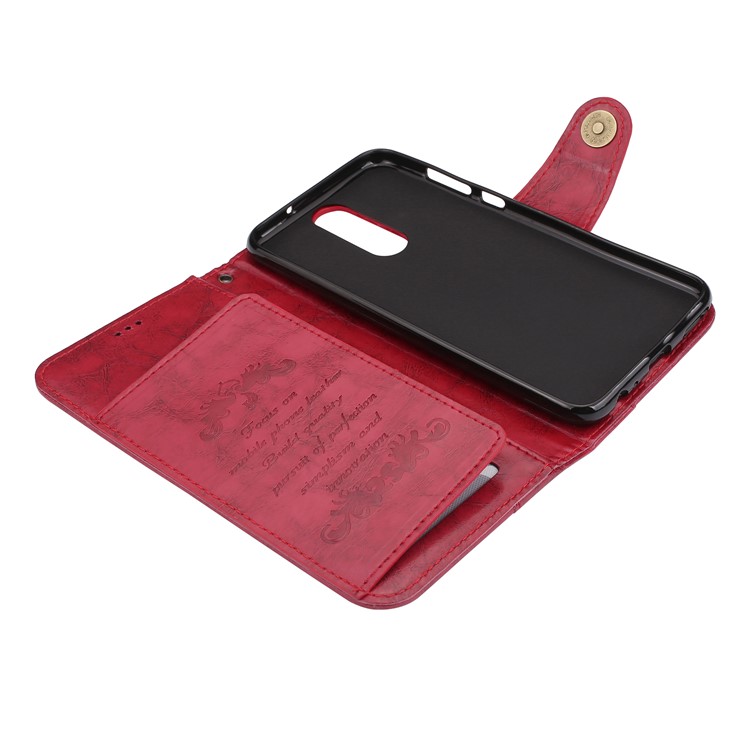 5-Slot Vintage Oil Wax Leather Wallet Cover for Huawei Mate 10 Lite - Red-5