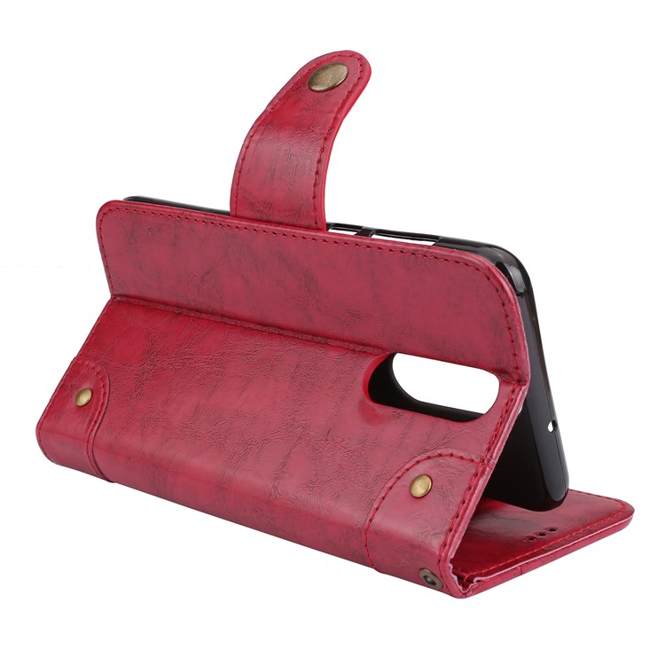 5-Slot Vintage Oil Wax Leather Wallet Cover for Huawei Mate 10 Lite - Red-7