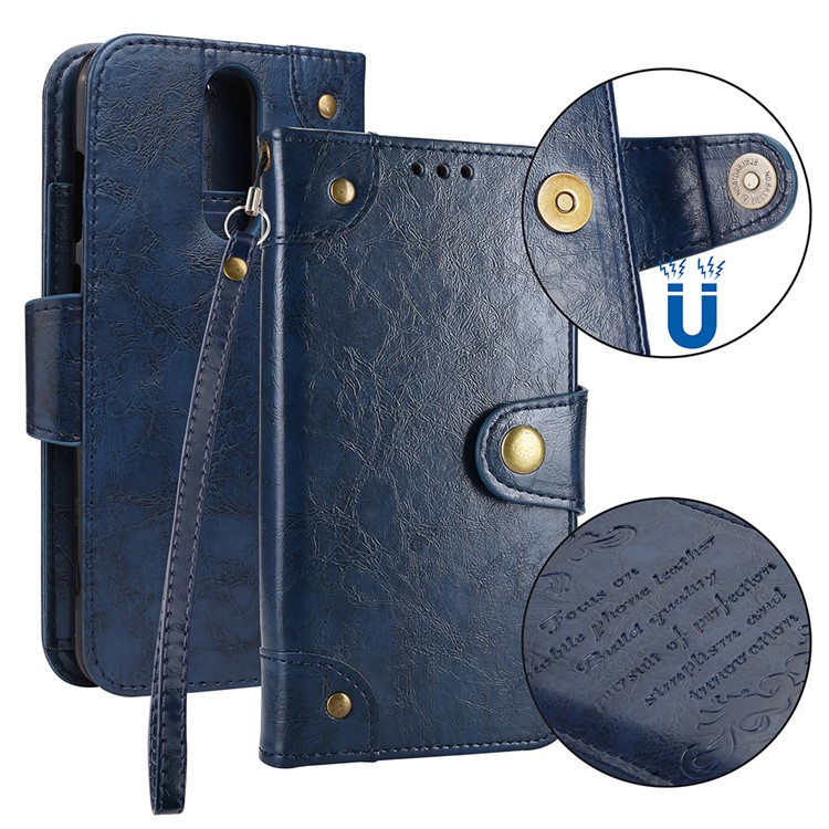 5-Slot Vintage Oil Wax Leather Stand Case with Card Slots for Huawei Mate 10 Lite - Blue-1