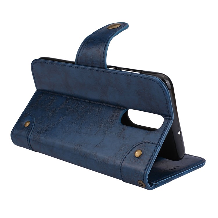 5-Slot Vintage Oil Wax Leather Stand Case with Card Slots for Huawei Mate 10 Lite - Blue-7
