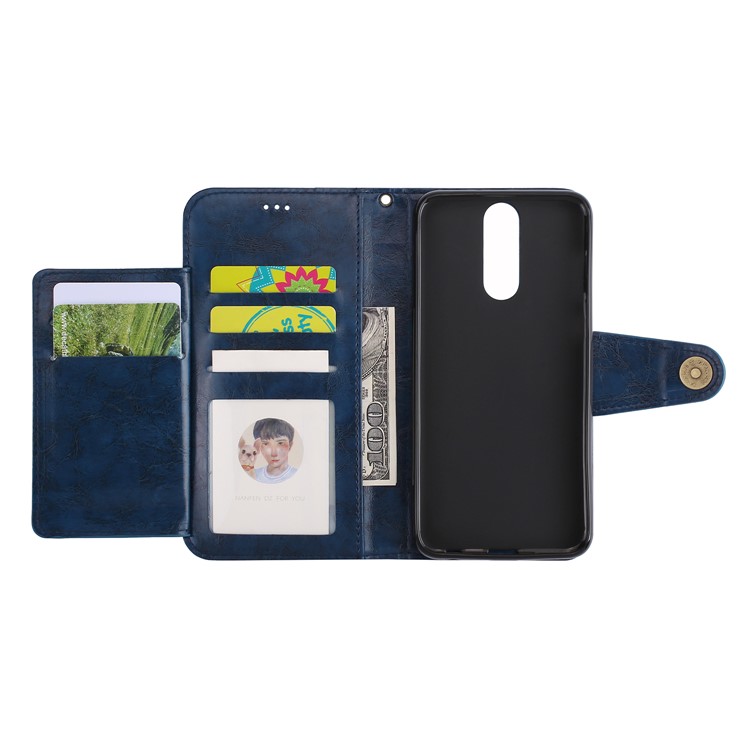 5-Slot Vintage Oil Wax Leather Stand Case with Card Slots for Huawei Mate 10 Lite - Blue-8