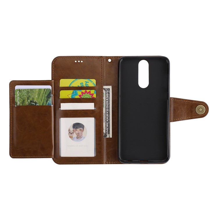 5-Slot Vintage Oil Wax Leather Stand Cover with Card Slots for Huawei Mate 10 Lite - Brown-8