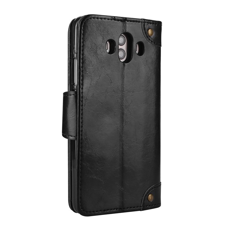 5-Slot Vintage Oil Wax Leather Wallet Stand Case for Huawei Mate 10 - Black-3
