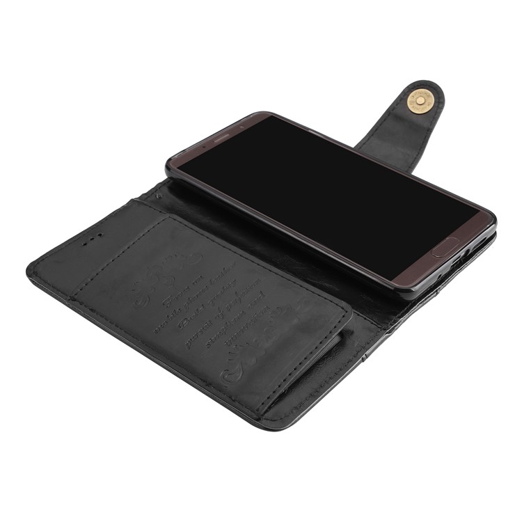 5-Slot Vintage Oil Wax Leather Wallet Stand Case for Huawei Mate 10 - Black-5