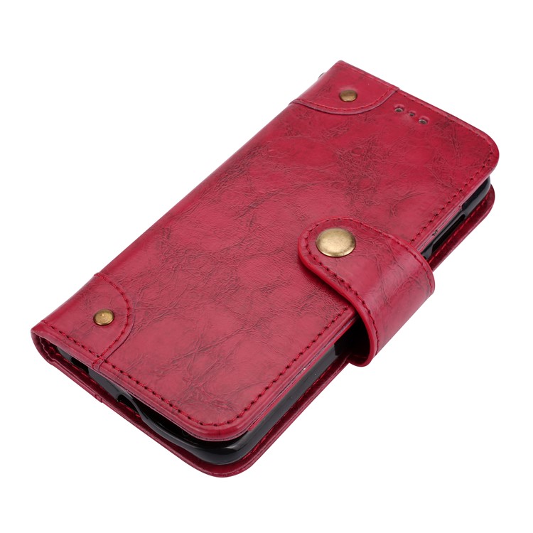 5-Slot Vintage Oil Wax Leather Wallet Stand Cover for Huawei Mate 10 - Red-4