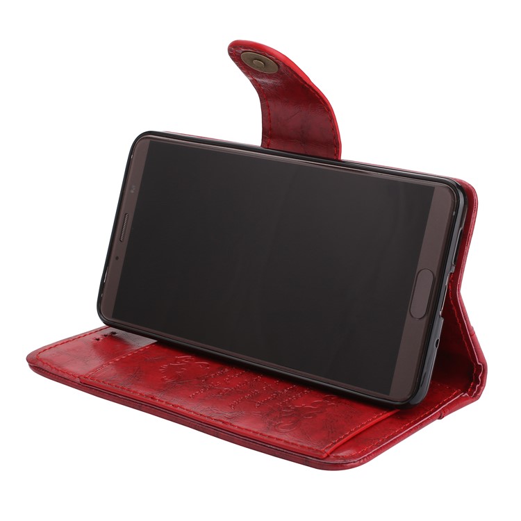 5-Slot Vintage Oil Wax Leather Wallet Stand Cover for Huawei Mate 10 - Red-6