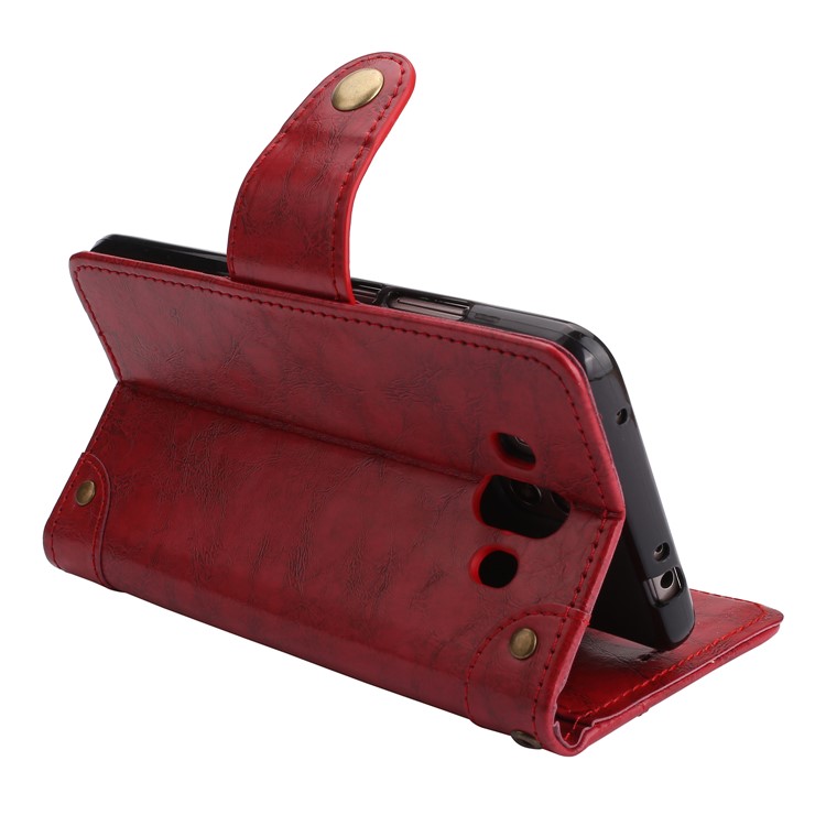 5-Slot Vintage Oil Wax Leather Wallet Stand Cover for Huawei Mate 10 - Red-7