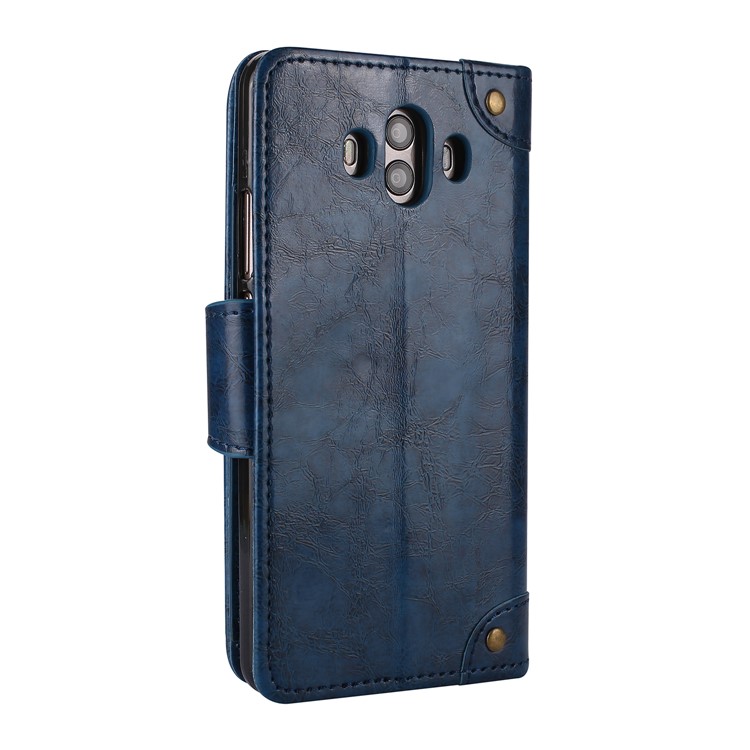 5-Slot Vintage Oil Wax Leather Wallet Stand Shell for Huawei Mate 10 - Blue-3
