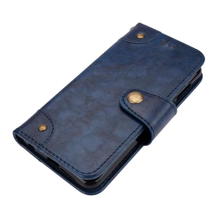 5-Slot Vintage Oil Wax Leather Wallet Stand Shell for Huawei Mate 10 - Blue-4