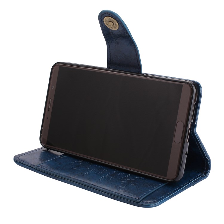 5-Slot Vintage Oil Wax Leather Wallet Stand Shell for Huawei Mate 10 - Blue-6