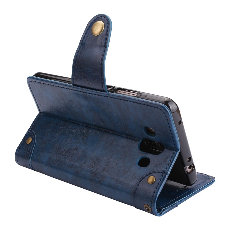 5-Slot Vintage Oil Wax Leather Wallet Stand Shell for Huawei Mate 10 - Blue-7