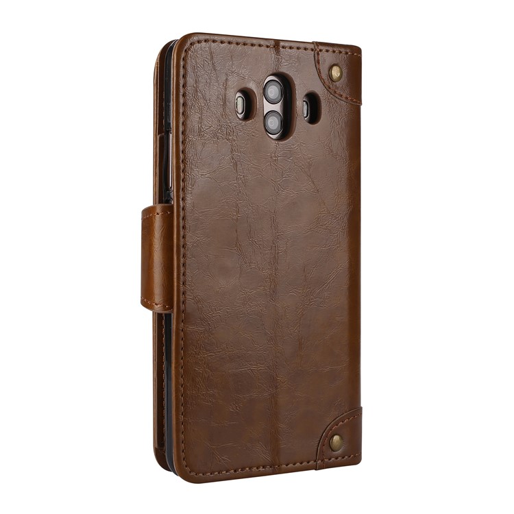 5-Slot Vintage Oil Wax Leather Wallet Mobile Phone Case for Huawei Mate 10 - Brown-3