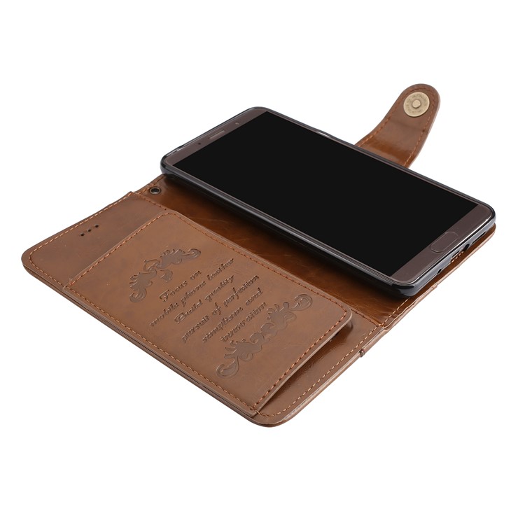 5-Slot Vintage Oil Wax Leather Wallet Mobile Phone Case for Huawei Mate 10 - Brown-5