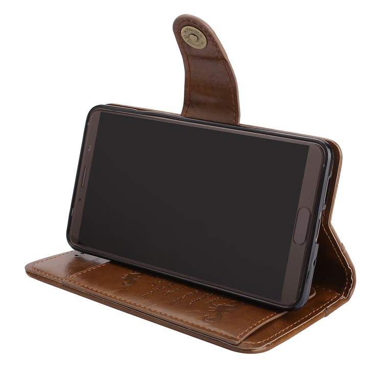 5-Slot Vintage Oil Wax Leather Wallet Mobile Phone Case for Huawei Mate 10 - Brown-6