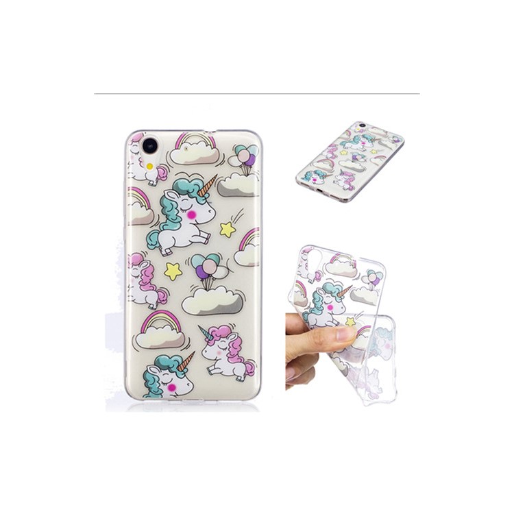 Pattern Printing IMD Soft TPU Gel Case for Huawei Y6II / Honor 5A / Honor Holly 3 - Shy Unicorns-1