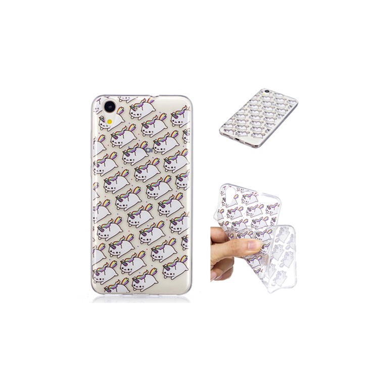 Pattern Printing IMD Soft TPU Gel Cover for Huawei Y6II / Honor 5A / Honor Holly 3 - Cute Unicorns-1