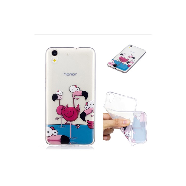 Patterned IMD Soft TPU Phone Case for Huawei Y6II / Honor 5A / Honor Holly 3 - Cartoon Flamingo-1