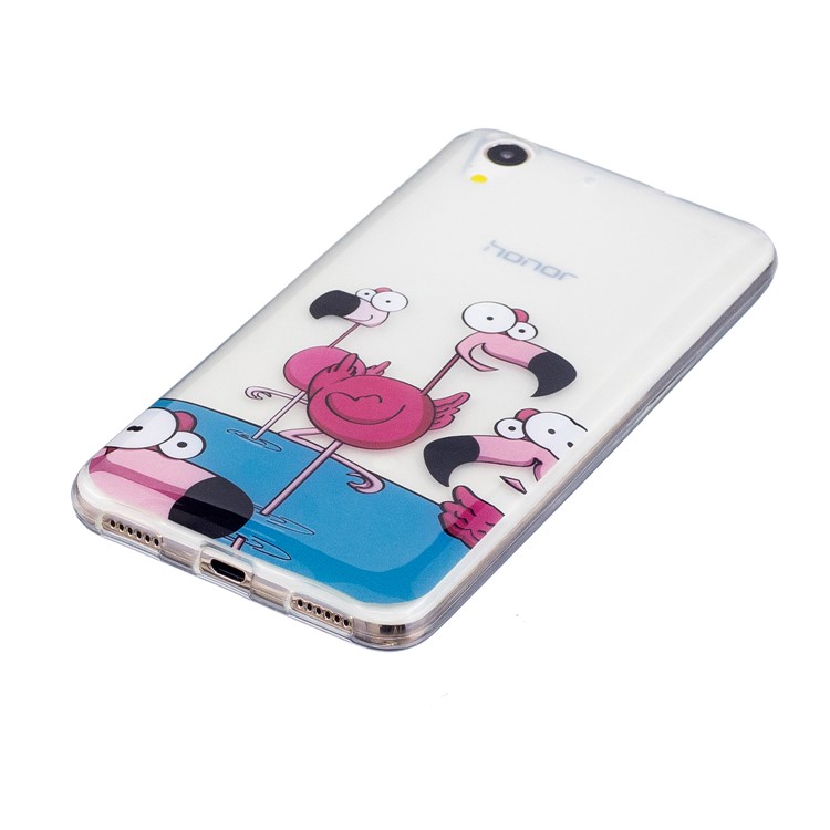 Patterned IMD Soft TPU Phone Case for Huawei Y6II / Honor 5A / Honor Holly 3 - Cartoon Flamingo-3