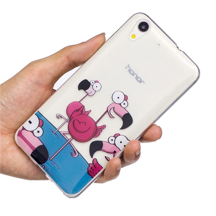 Patterned IMD Soft TPU Phone Case for Huawei Y6II / Honor 5A / Honor Holly 3 - Cartoon Flamingo-6