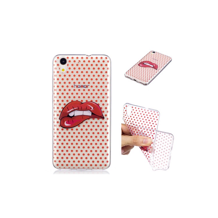 Patterned IMD Soft TPU Phone Cover for Huawei Y6II / Honor 5A / Honor Holly 3 - Red Lips-1
