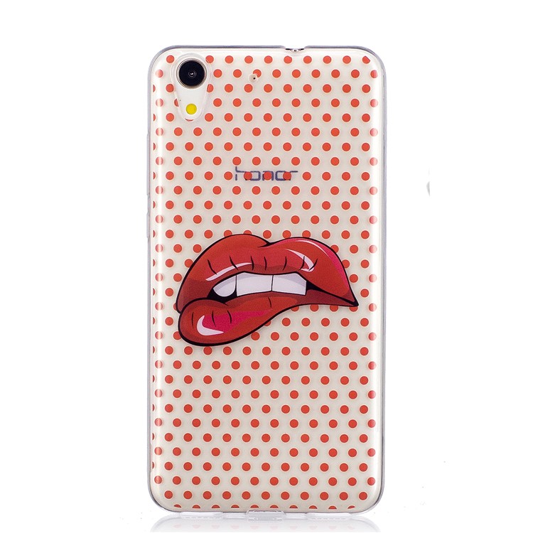 Patterned IMD Soft TPU Phone Cover for Huawei Y6II / Honor 5A / Honor Holly 3 - Red Lips-2