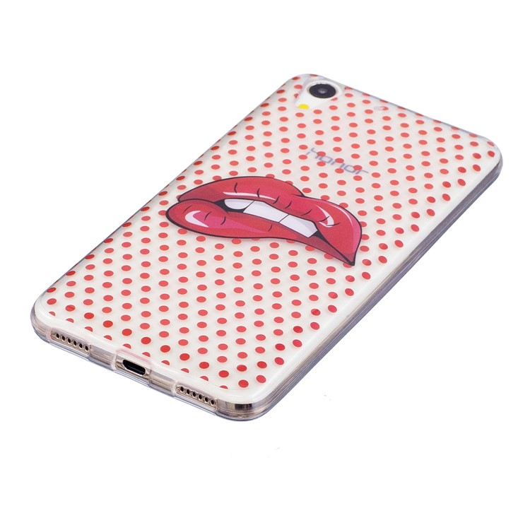 Patterned IMD Soft TPU Phone Cover for Huawei Y6II / Honor 5A / Honor Holly 3 - Red Lips-3