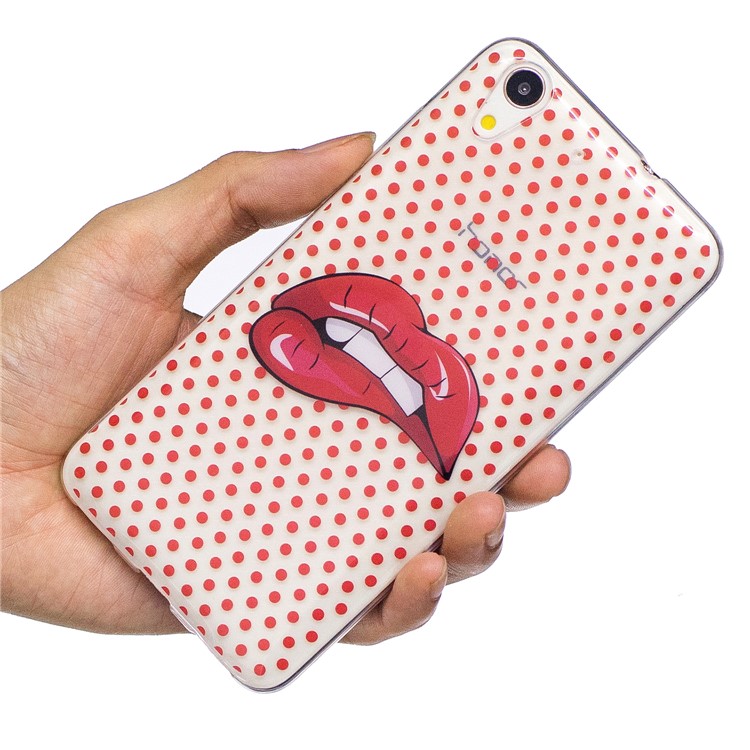 Patterned IMD Soft TPU Phone Cover for Huawei Y6II / Honor 5A / Honor Holly 3 - Red Lips-6