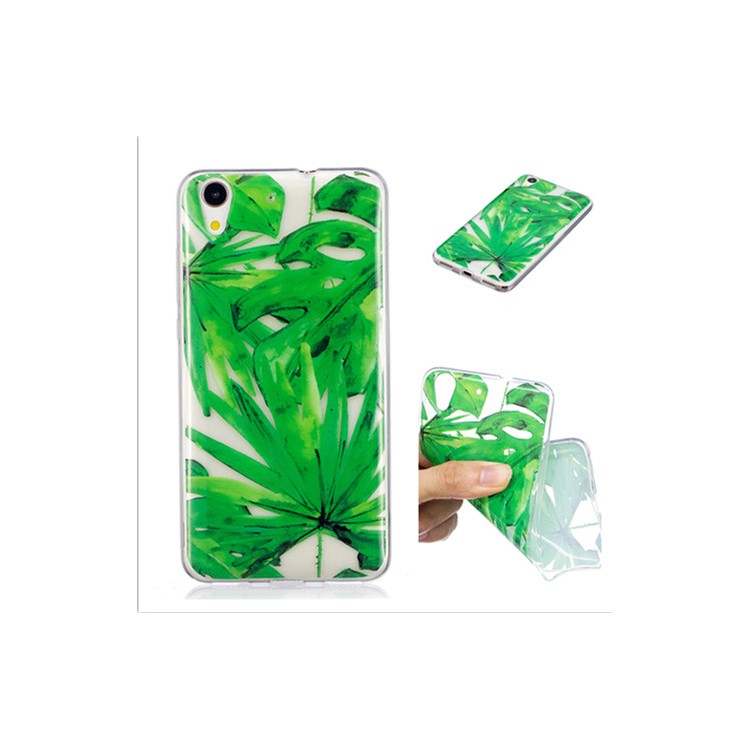 Pattern Printing IMD Soft TPU Shell Case for Huawei Y6II / Honor 5A / Honor Holly 3 - Green Leaves-1