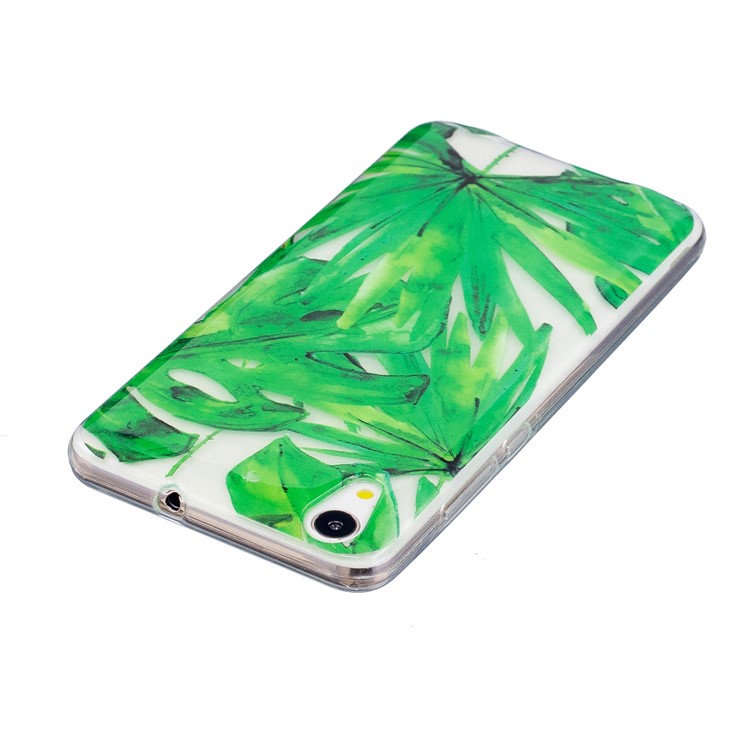 Pattern Printing IMD Soft TPU Shell Case for Huawei Y6II / Honor 5A / Honor Holly 3 - Green Leaves-4