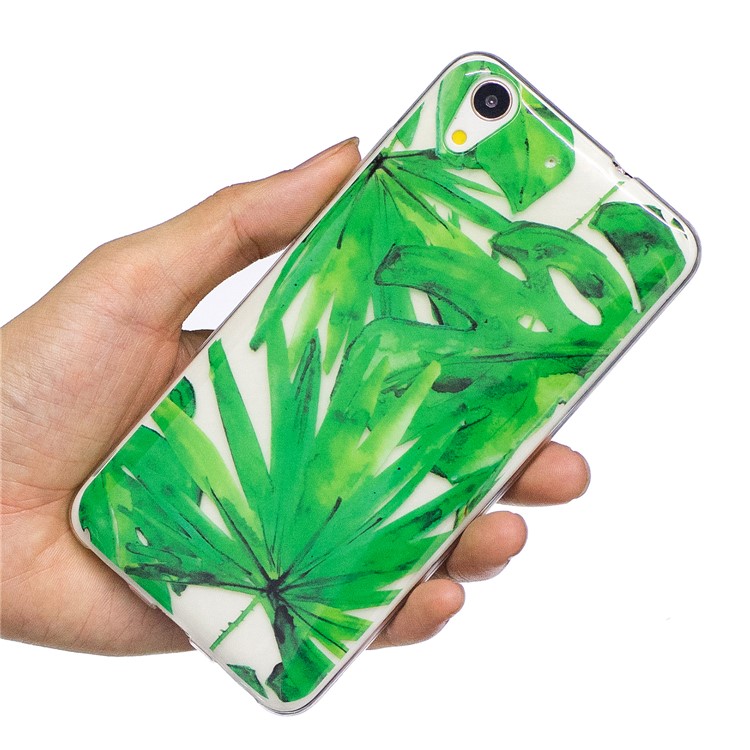 Pattern Printing IMD Soft TPU Shell Case for Huawei Y6II / Honor 5A / Honor Holly 3 - Green Leaves-6