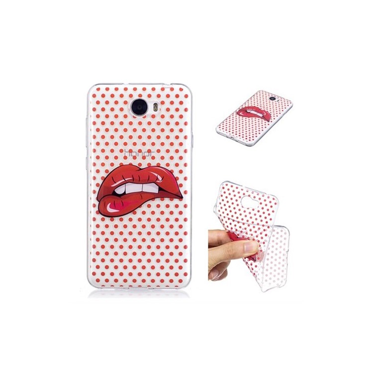 For Huawei Y5II/Y5 II/Honor 5 Pattern Printing IMD Soft TPU Back Case - Red Lips-1