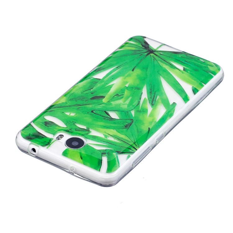 For Huawei Y5II/Y5 II/Honor 5 Pattern Printing IMD Soft TPU Back Cover - Green Leaves-4