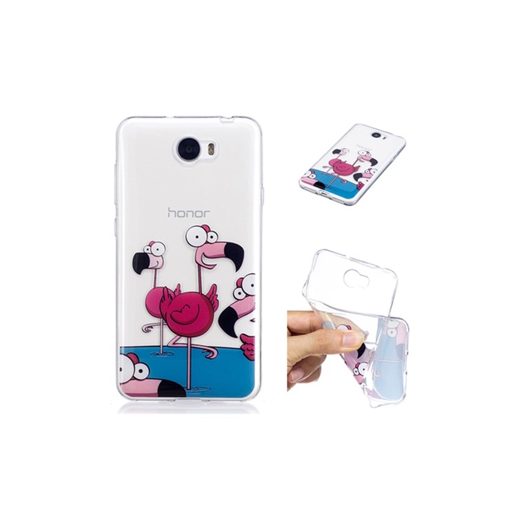 For Huawei Y5II/Y5 II/Honor 5 Pattern Printing IMD Soft TPU Back Shell - Cartoon Flamingo-1